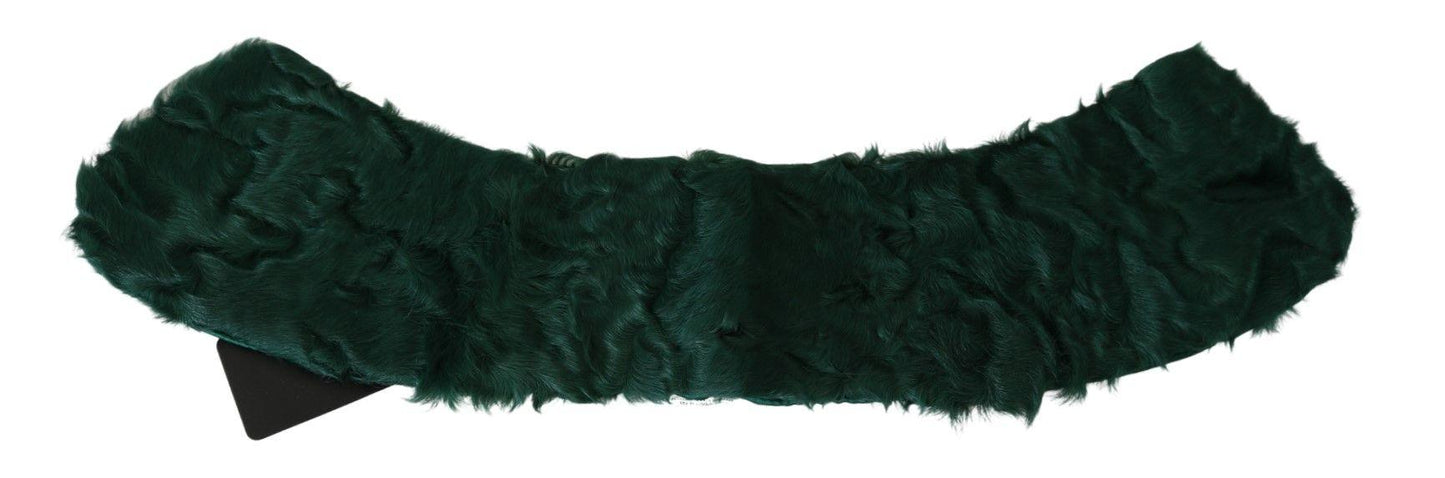Écharpe élégante en fourrure d'agneau Dolce & Gabbana en vert luxuriant
