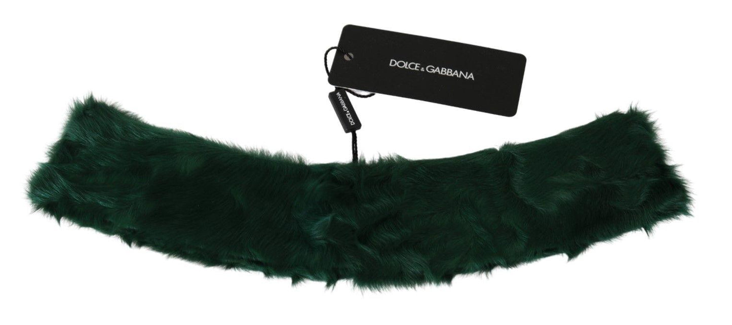 Écharpe luxueuse en cuir d'agneau vert Dolce & Gabbana pour femme