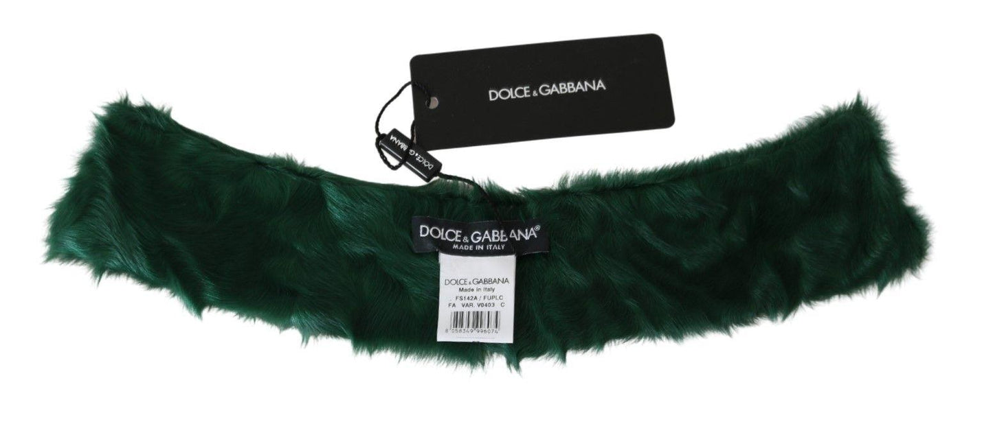 Écharpe luxueuse en cuir d'agneau vert Dolce & Gabbana pour femme