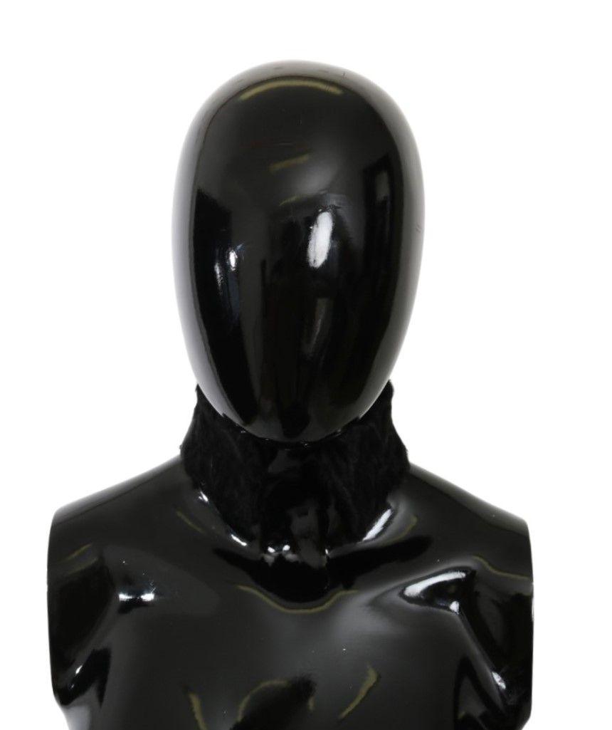 Écharpe élégante en cuir d'agneau noir Dolce & Gabbana