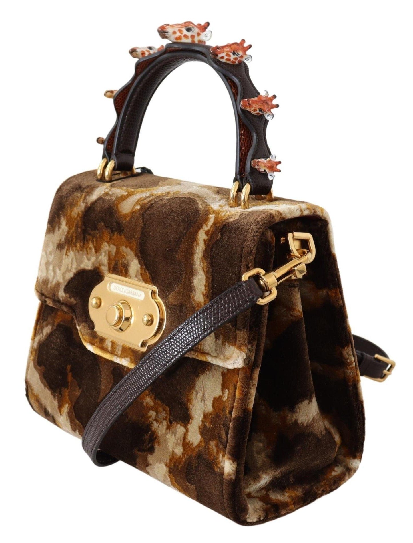 Sac de bienvenue Dolce & Gabbana à motif girafe élégant avec des accents dorés