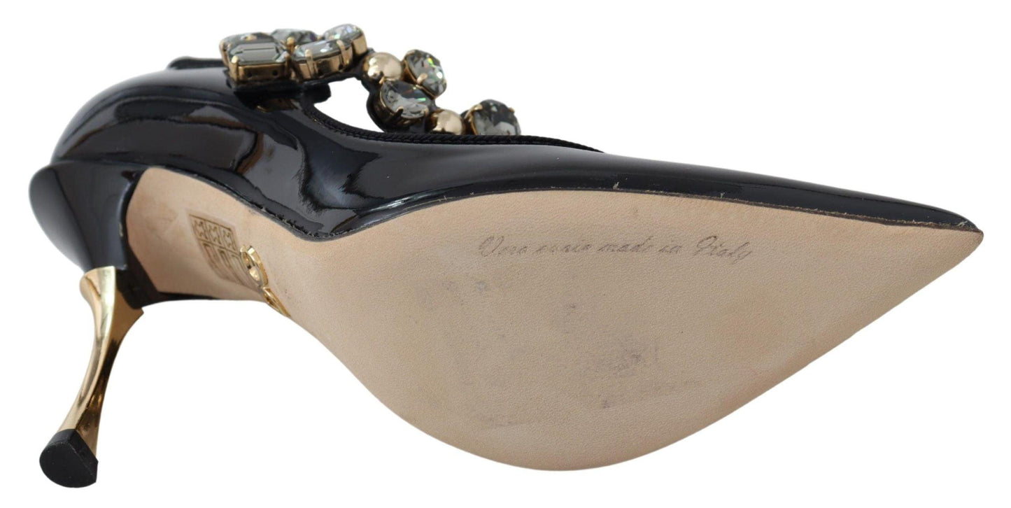 Escarpins élégants en cuir noir et cristaux Dolce & Gabbana