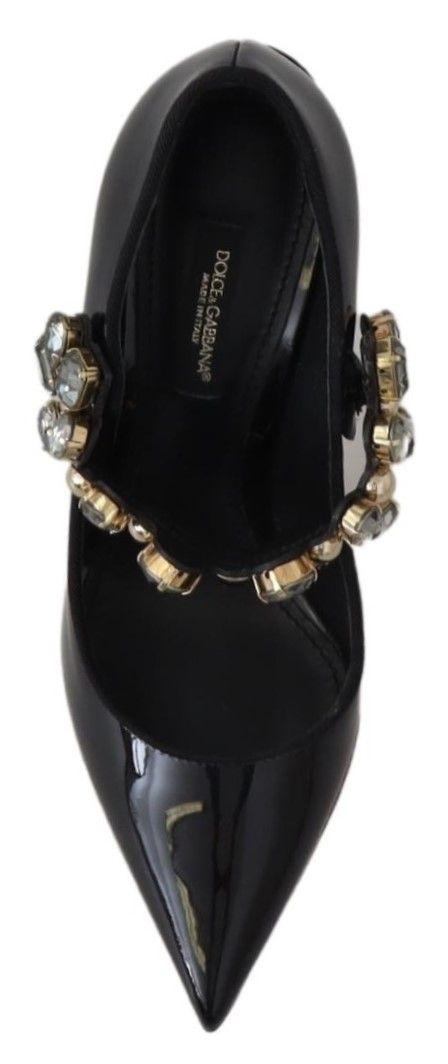 Escarpins élégants en cuir noir et cristaux Dolce & Gabbana