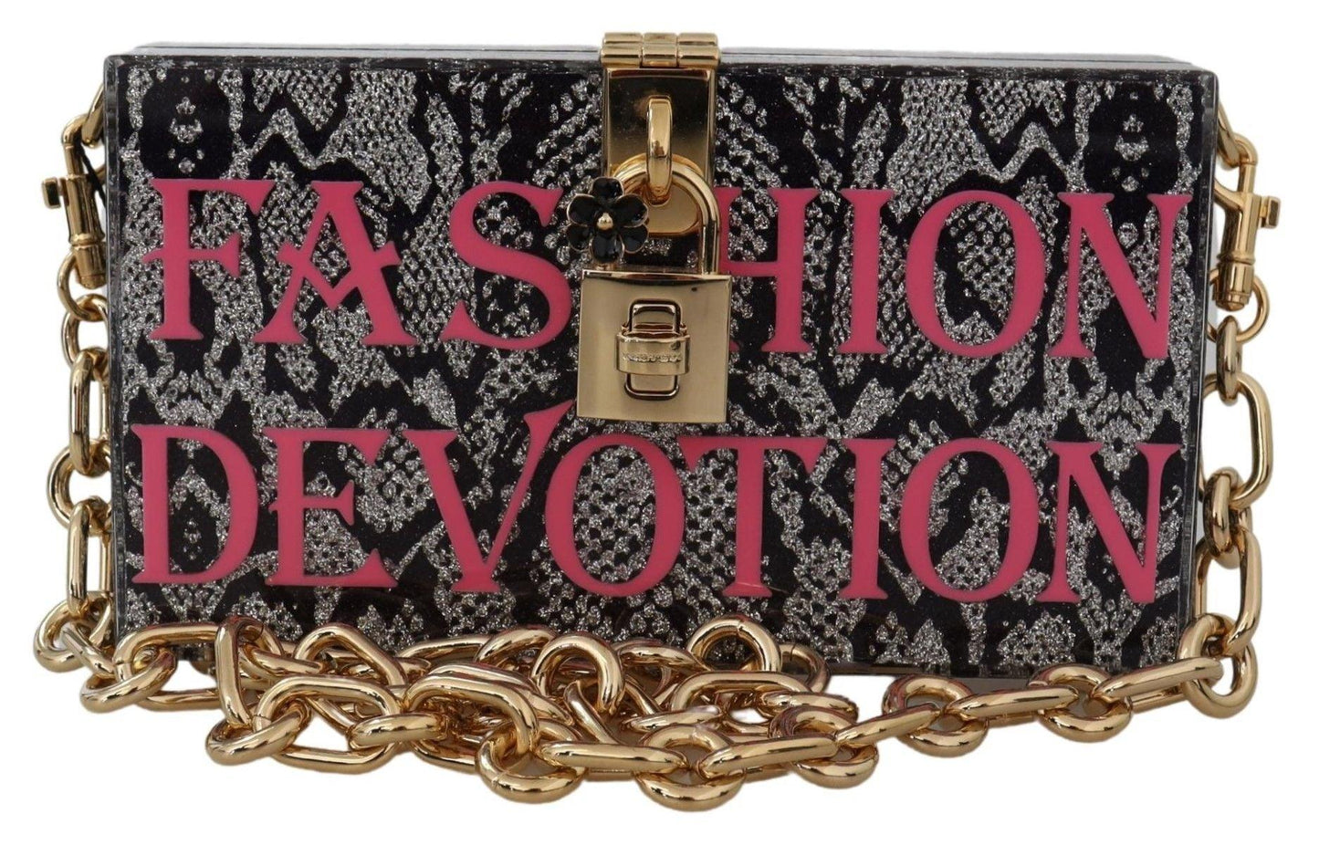 Pochette Dolce Box en résine grise avec détails dorés de Dolce & Gabbana