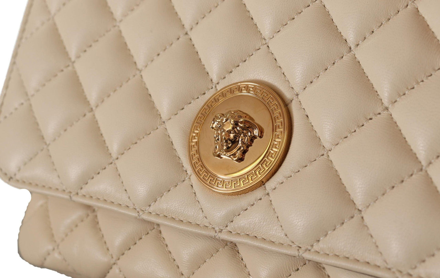 Sac à bandoulière élégant en cuir nappa blanc Versace