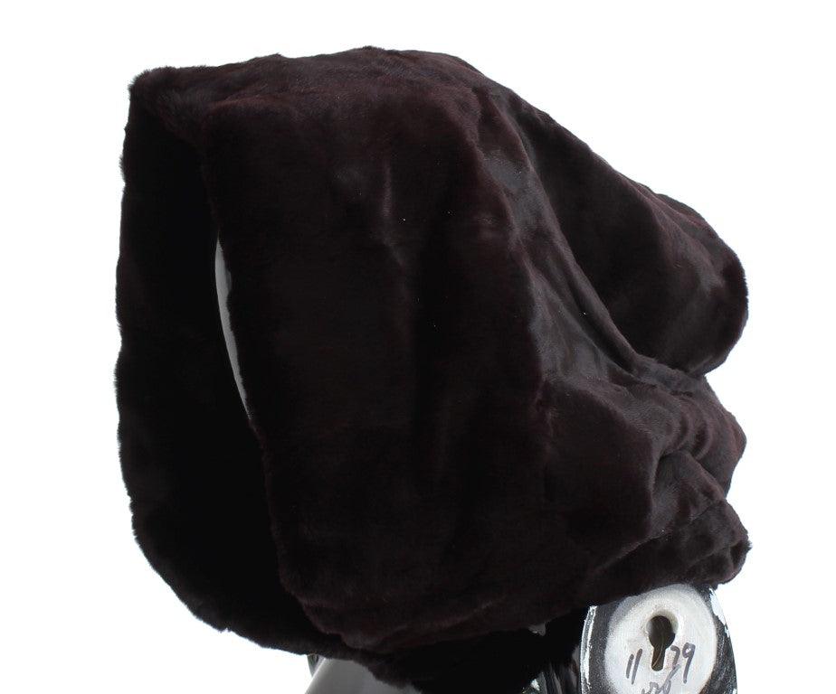 Écharpe à capuche en fourrure de belette violette, exclusivité Dolce & Gabbana