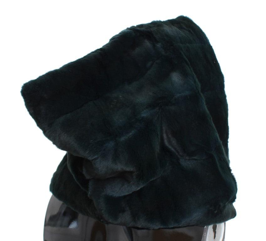 Écharpe à capuche en fourrure de belette verte exclusive à Dolce & Gabbana