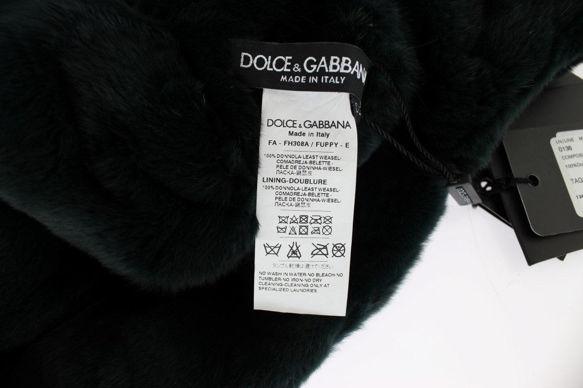 Écharpe à capuche en fourrure de belette verte exclusive à Dolce & Gabbana