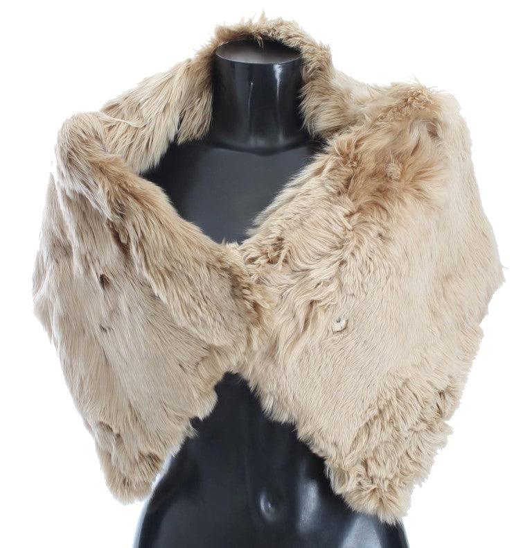 Dolce & Gabbana - Écharpe élégante en fourrure d'alpaga beige