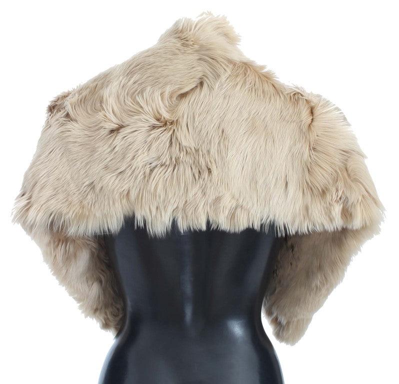 Dolce & Gabbana - Écharpe élégante en fourrure d'alpaga beige