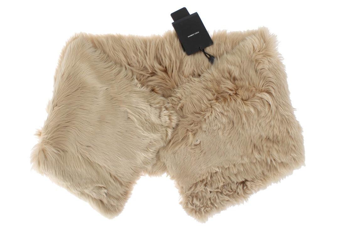 Dolce & Gabbana - Écharpe élégante en fourrure d'alpaga beige