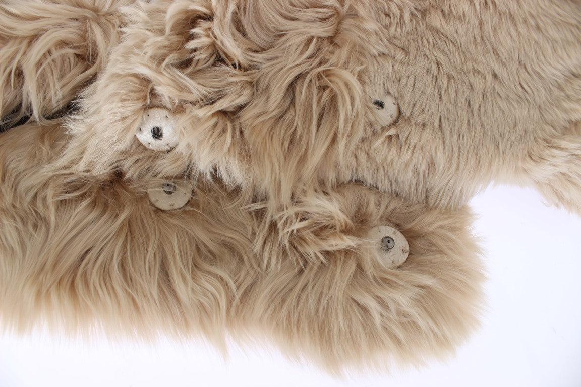 Dolce & Gabbana - Écharpe élégante en fourrure d'alpaga beige