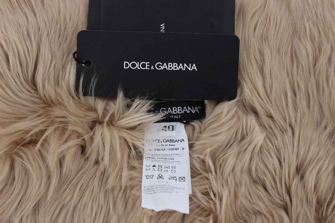 Dolce & Gabbana - Écharpe élégante en fourrure d'alpaga beige