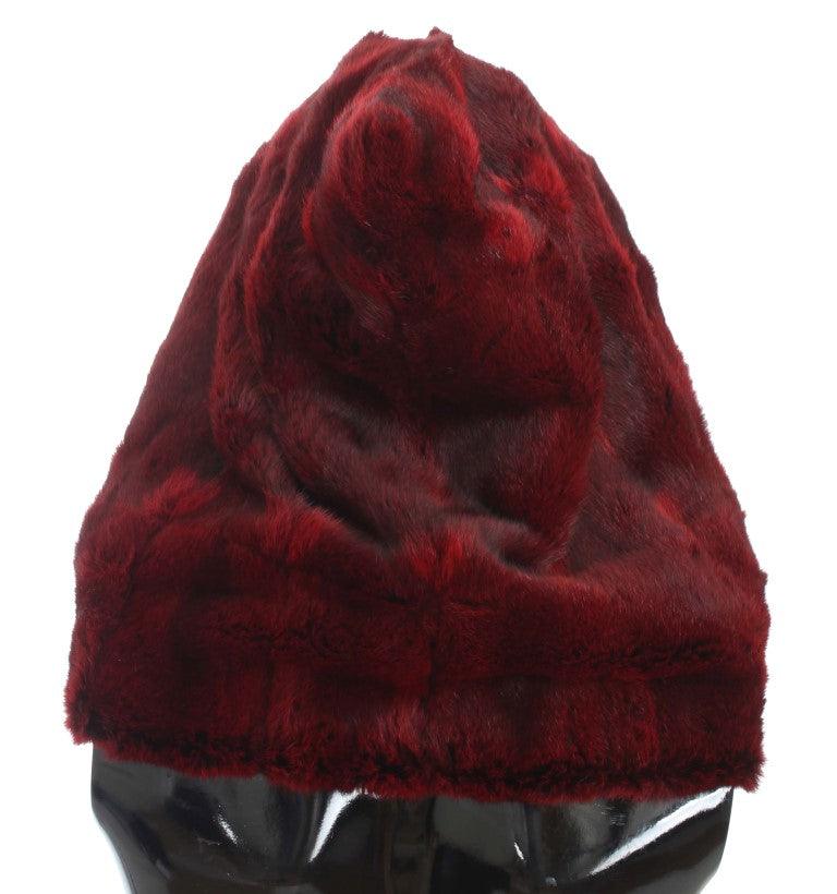 Foulard à capuche en fourrure bordeaux de luxe Dolce & Gabbana