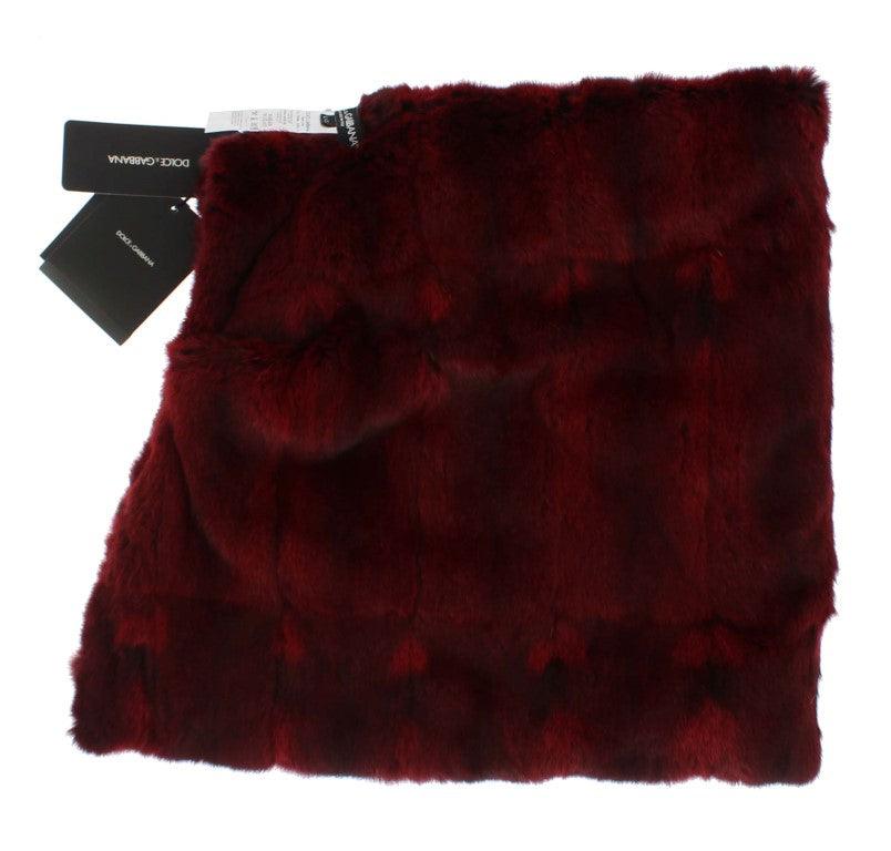 Foulard à capuche en fourrure bordeaux de luxe Dolce & Gabbana