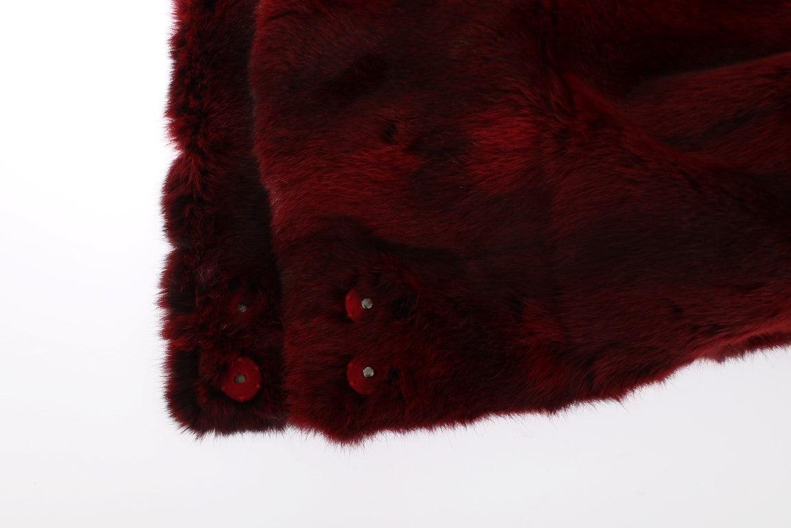 Foulard à capuche en fourrure bordeaux de luxe Dolce & Gabbana