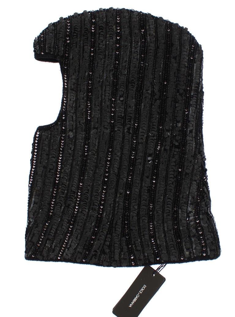 Foulard à capuche élégant à paillettes noires Dolce & Gabbana