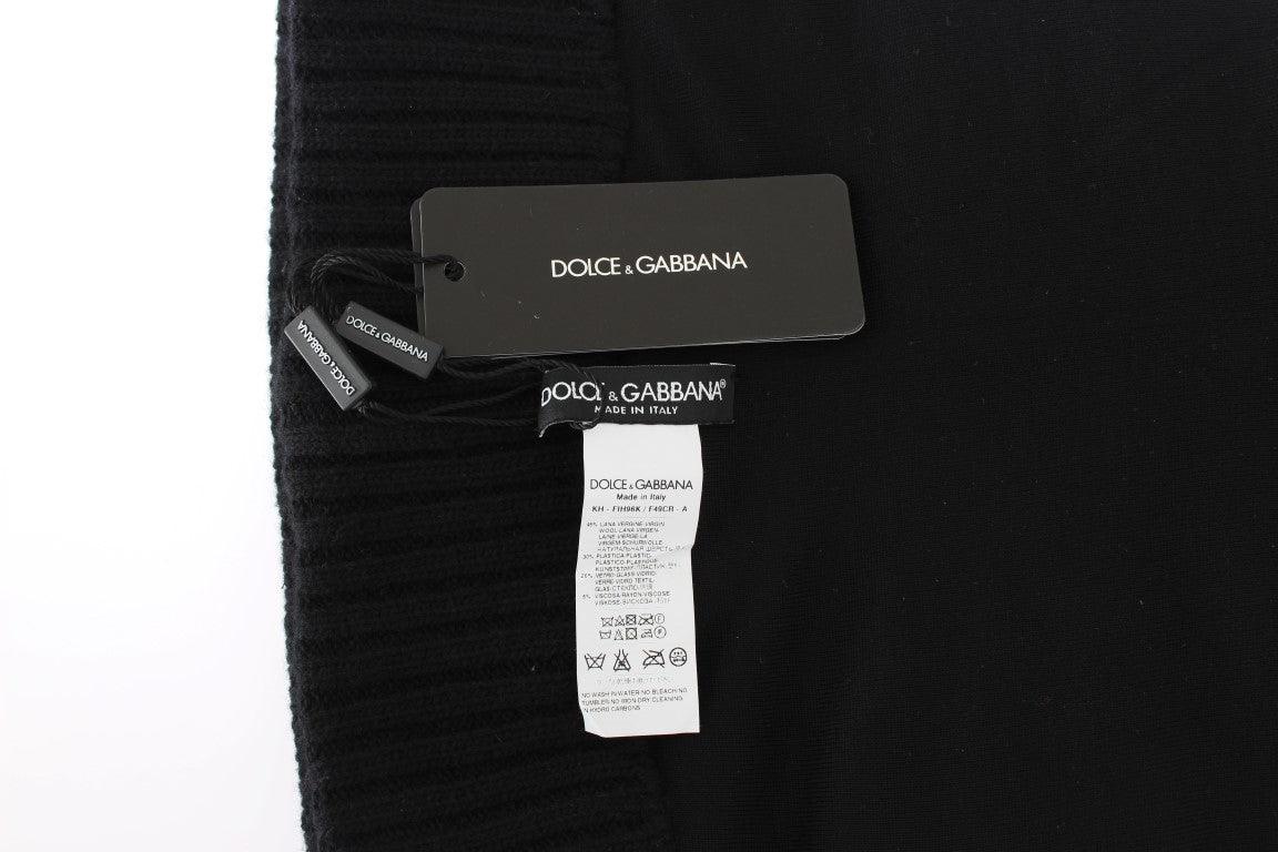 Foulard à capuche élégant à paillettes noires Dolce & Gabbana