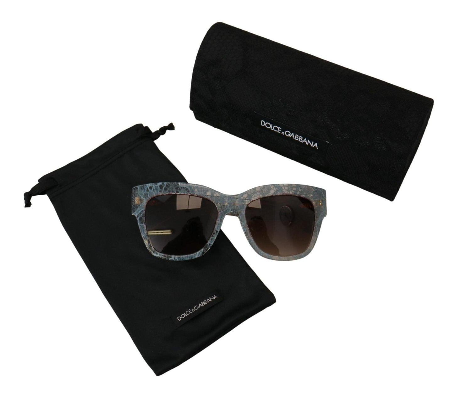 Lunettes de soleil bleues élégantes à détails en dentelle Dolce & Gabbana