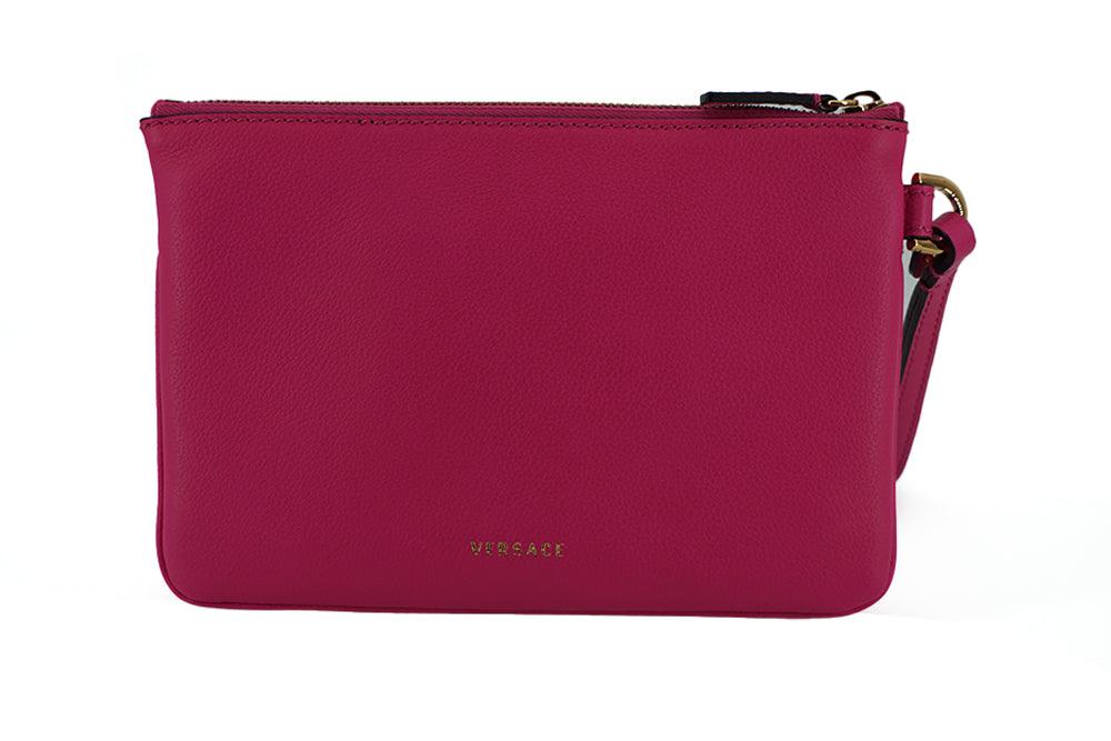 Pochette Versace en cuir de veau rose avec détails Medusa emblématiques