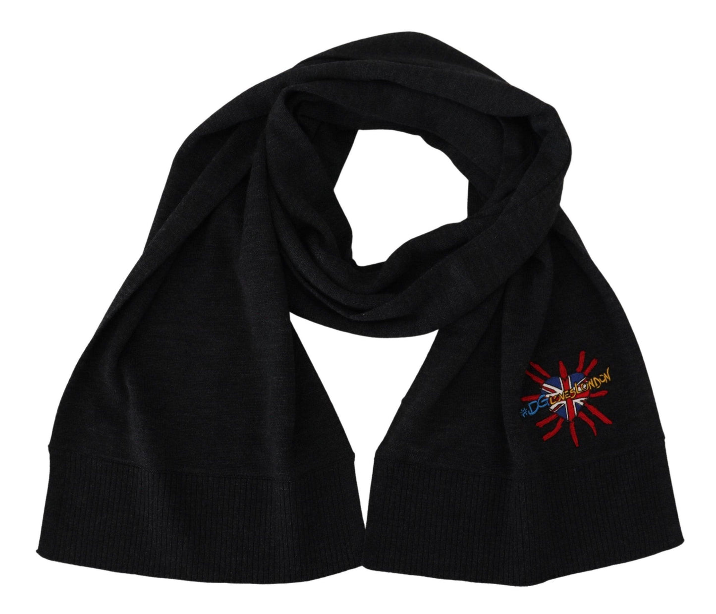 Écharpe en laine noire élégante Dolce & Gabbana