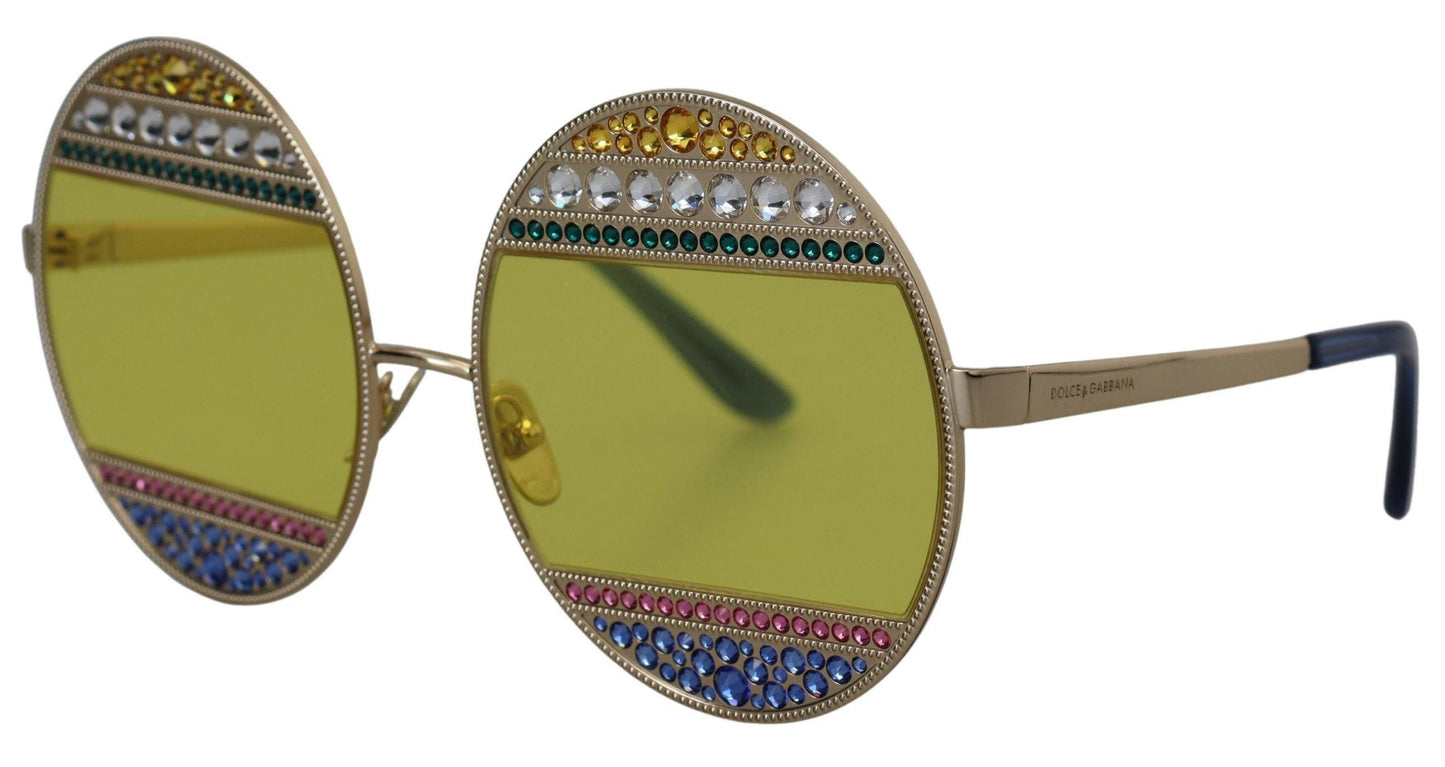 Lunettes de soleil ovales dorées ornées de cristaux Dolce & Gabbana