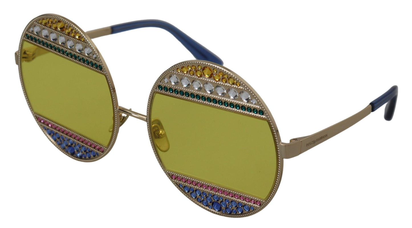 Lunettes de soleil ovales dorées ornées de cristaux Dolce & Gabbana