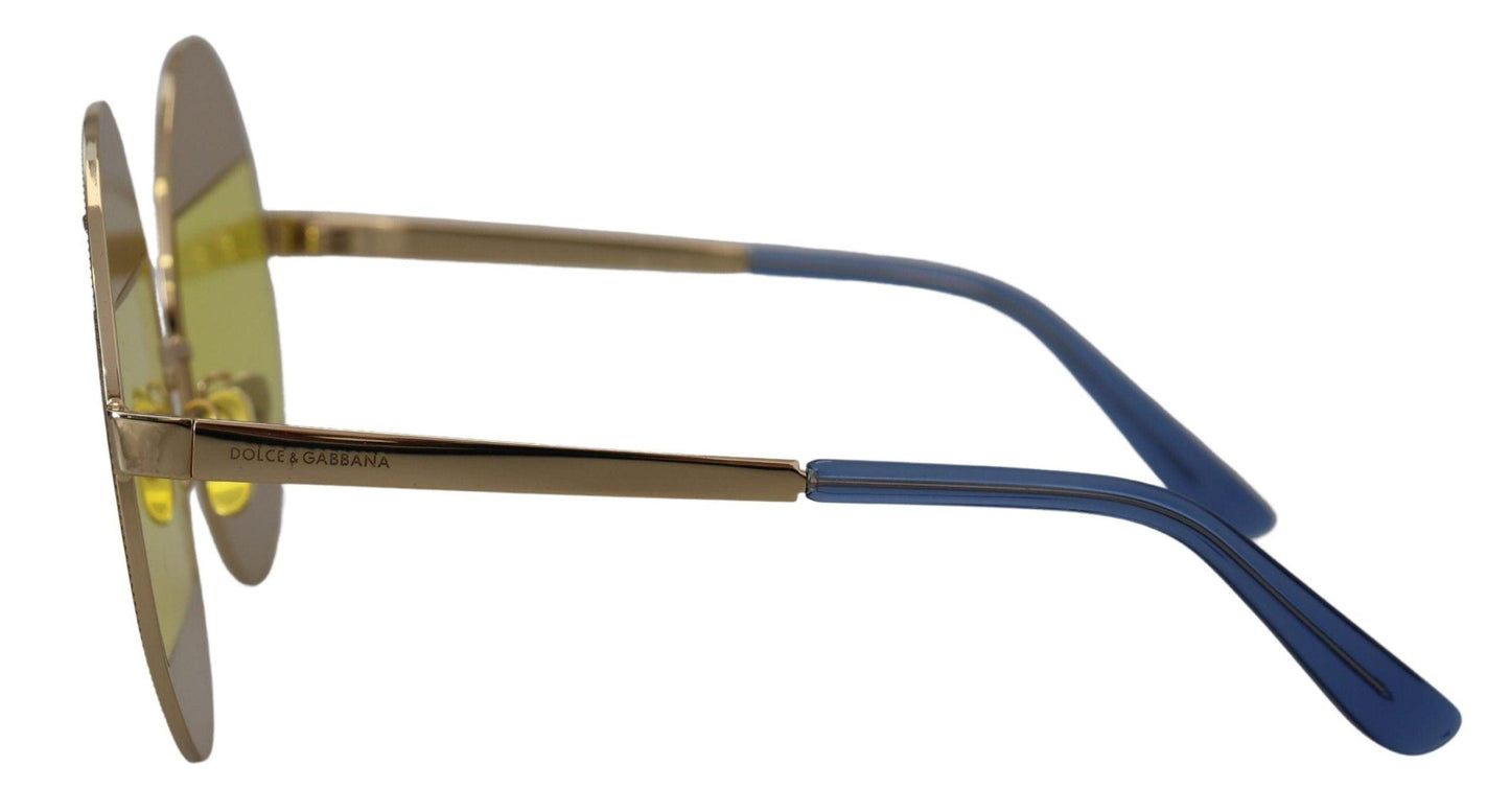 Lunettes de soleil ovales dorées ornées de cristaux Dolce & Gabbana