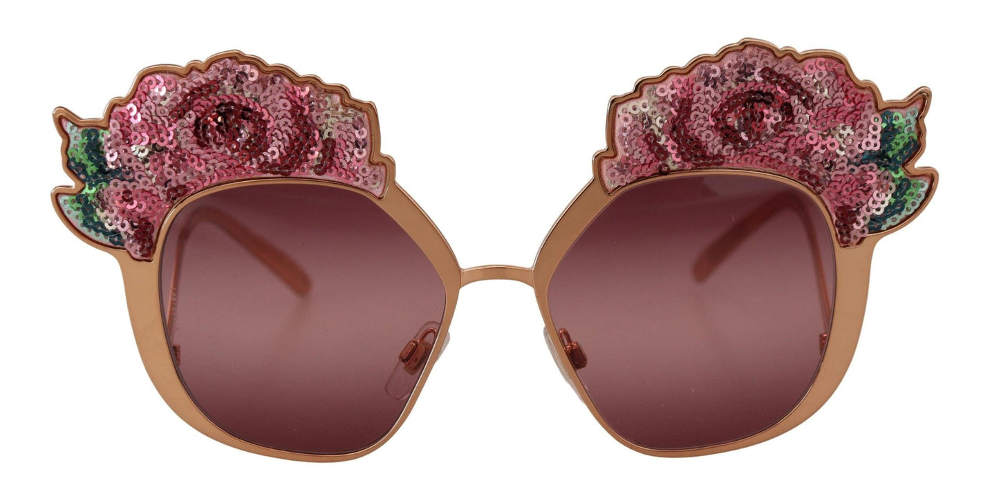Lunettes de soleil brodées à sequins roses chics Dolce & Gabbana