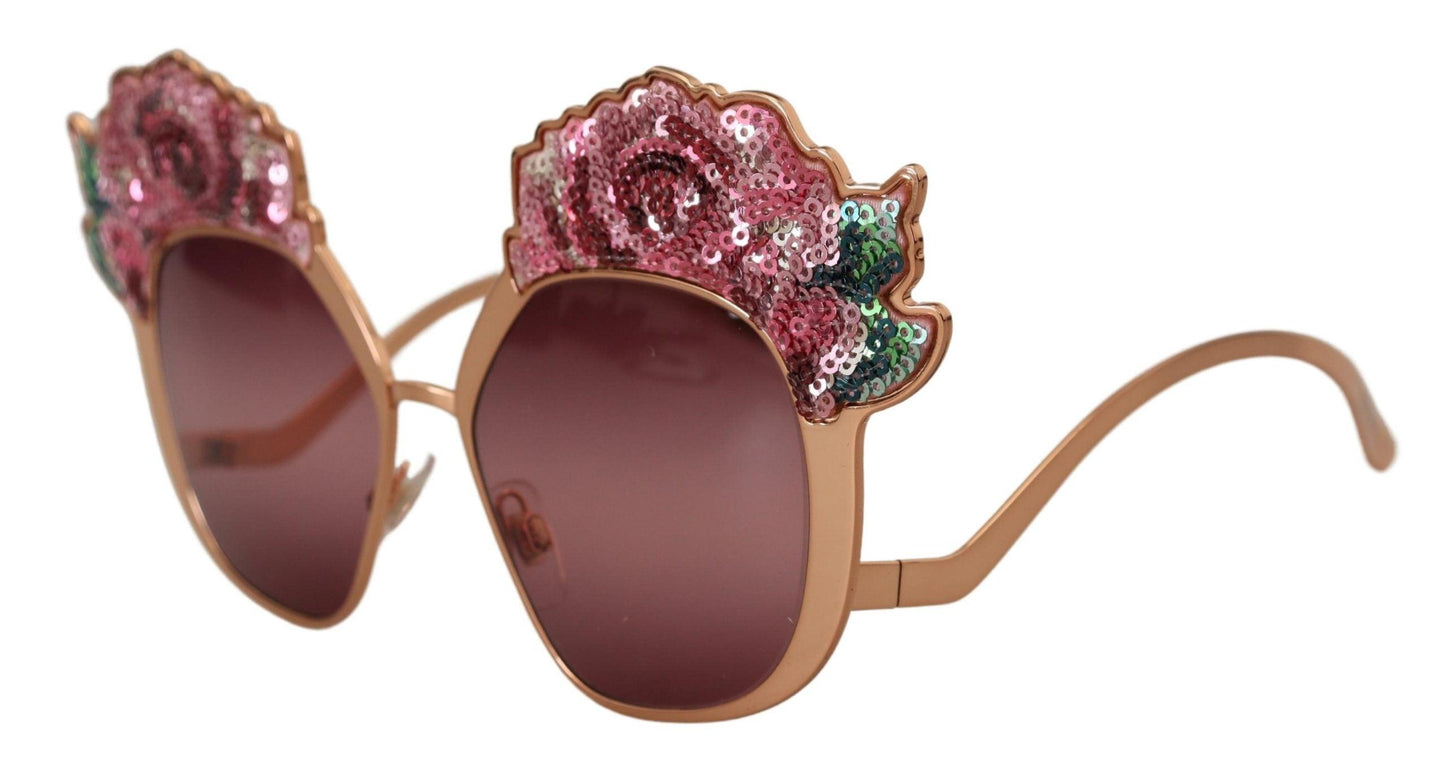 Lunettes de soleil brodées à sequins roses chics Dolce & Gabbana