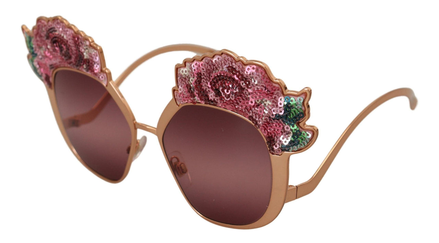 Lunettes de soleil brodées à sequins roses chics Dolce & Gabbana