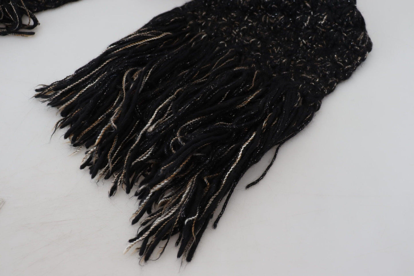 Écharpe noire élégante en laine vierge mélangée Dolce & Gabbana