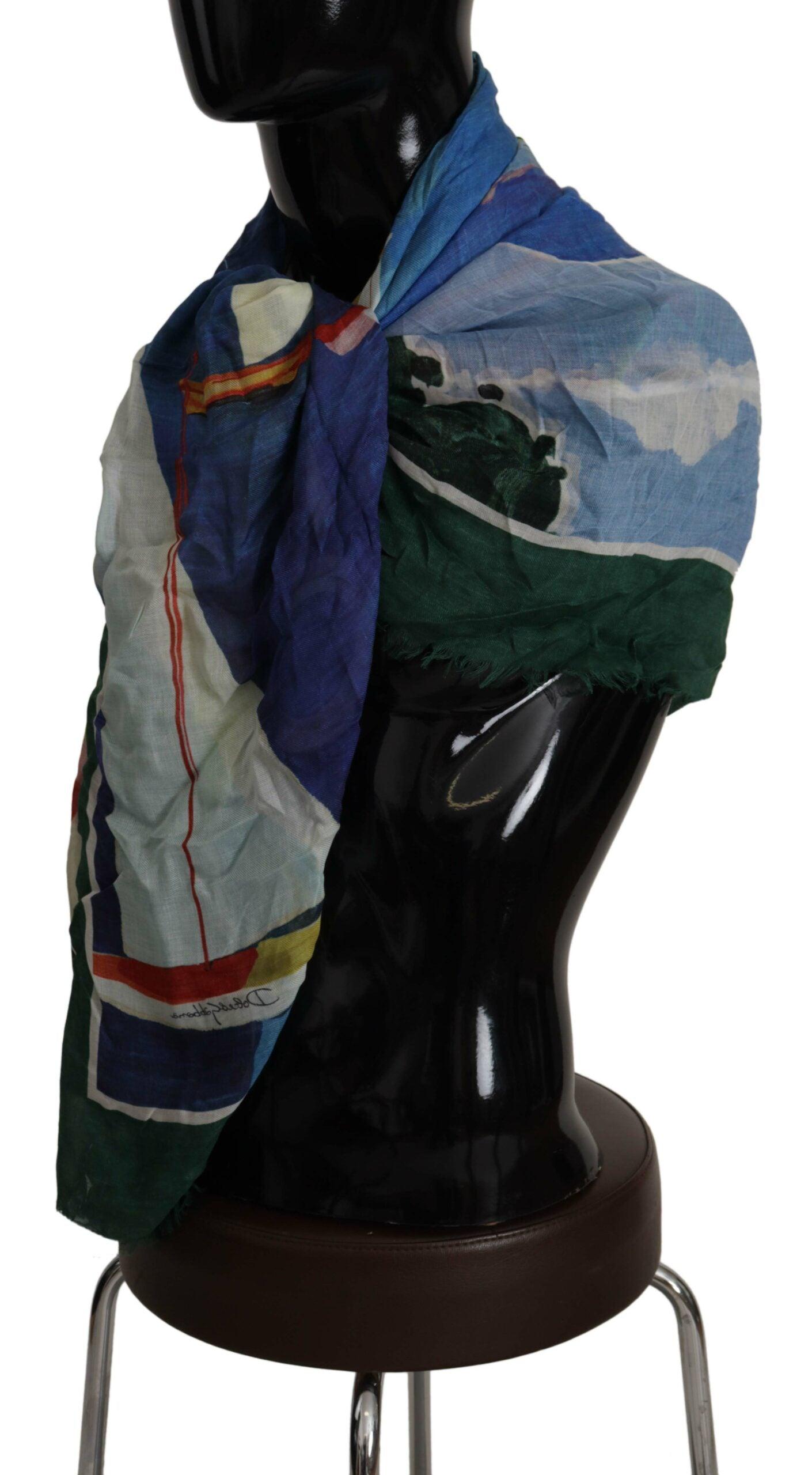 Foulard carré en soie mélangée multicolore élégant Dolce & Gabbana
