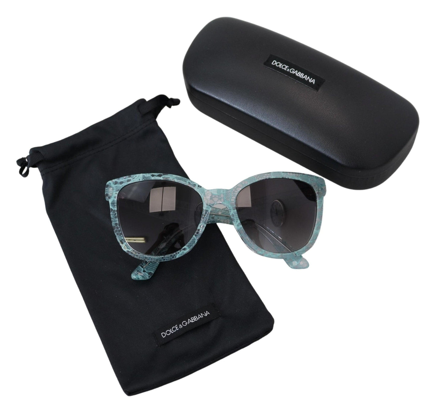 Lunettes de soleil élégantes Dolce & Gabbana avec détails en dentelle bleue