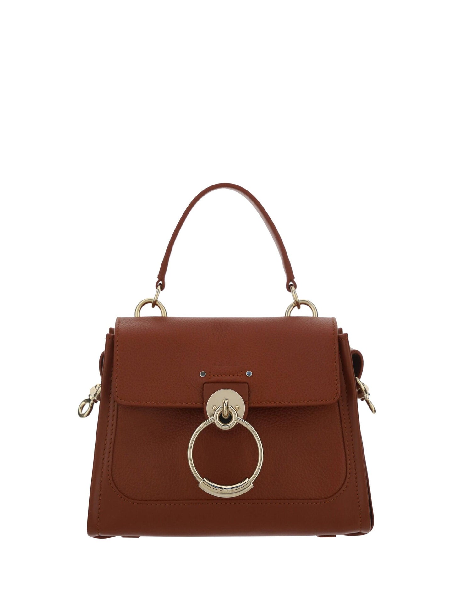 Sac à main élégant en cuir de veau marron sépia Chloe