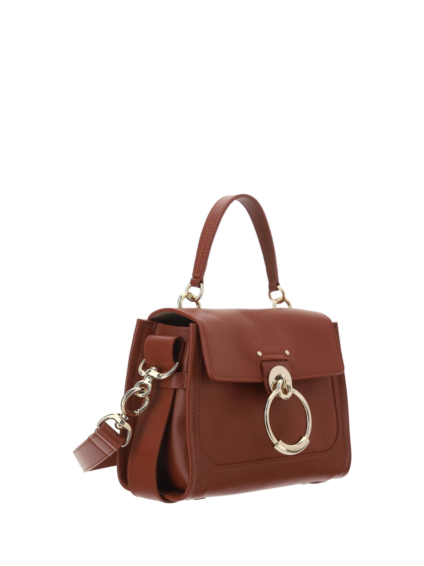 Sac à main élégant en cuir de veau marron sépia Chloe