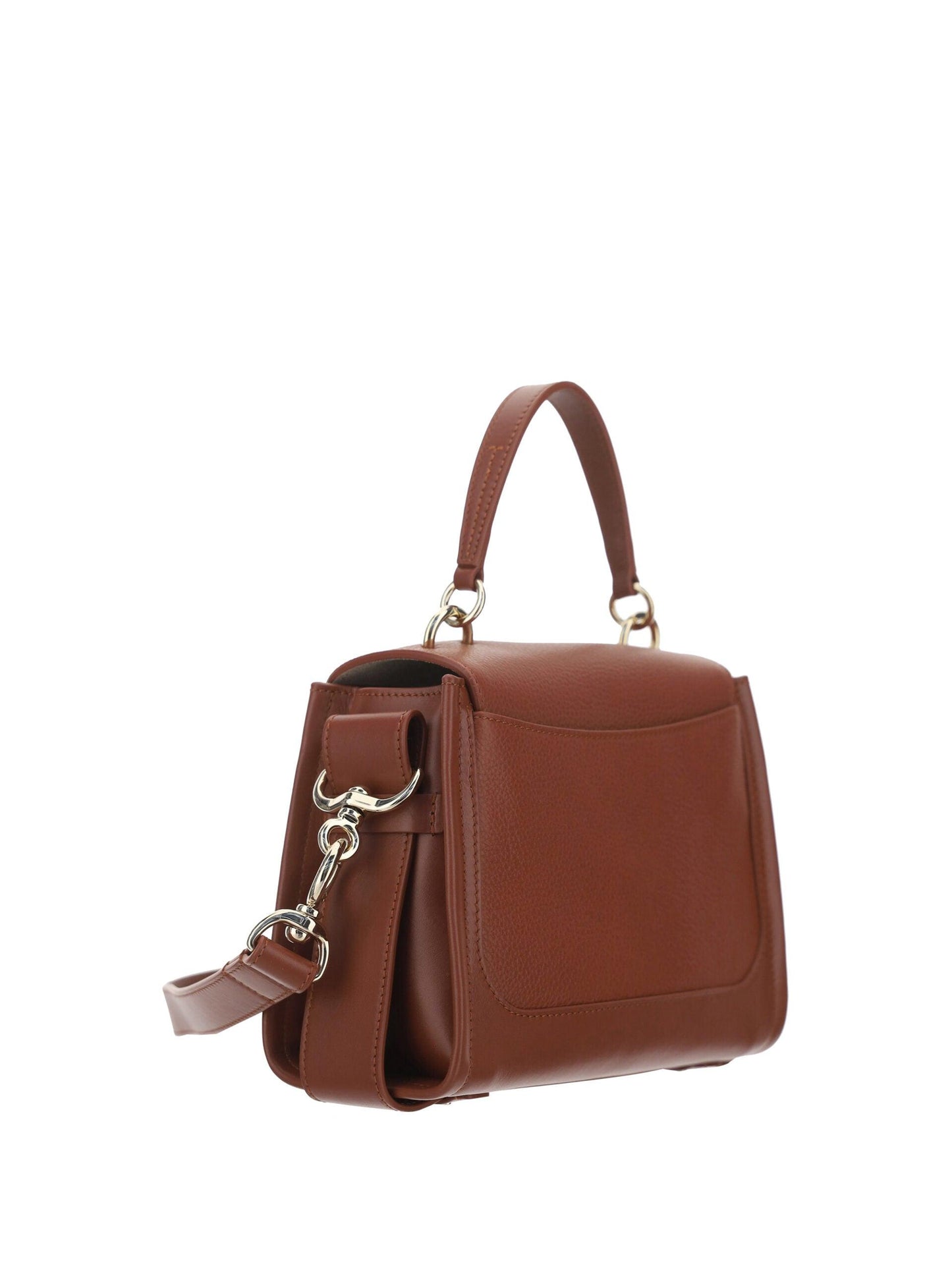 Sac à main élégant en cuir de veau marron sépia Chloe