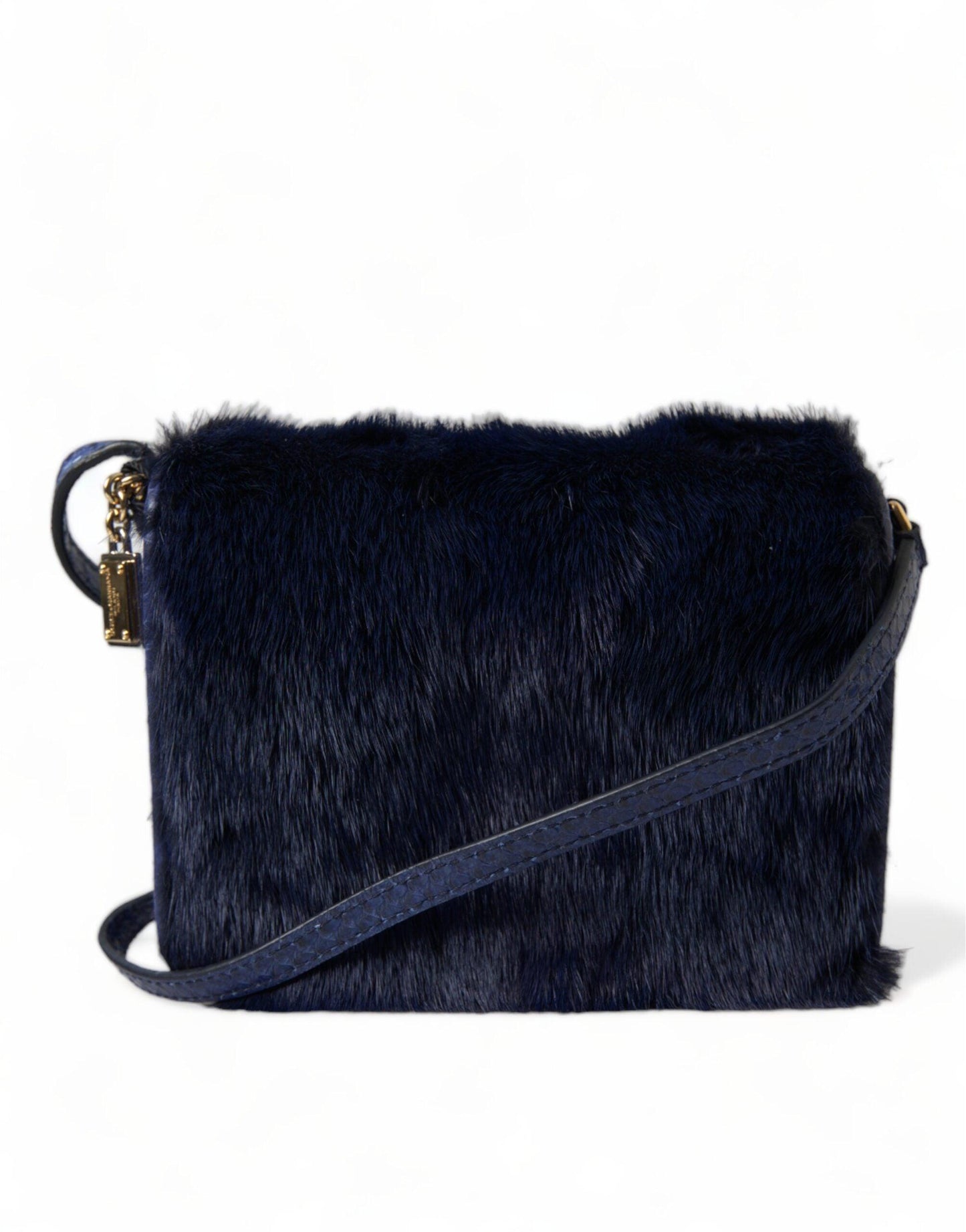 Sac à bandoulière en fourrure de vison bleu exquis de Dolce & Gabbana