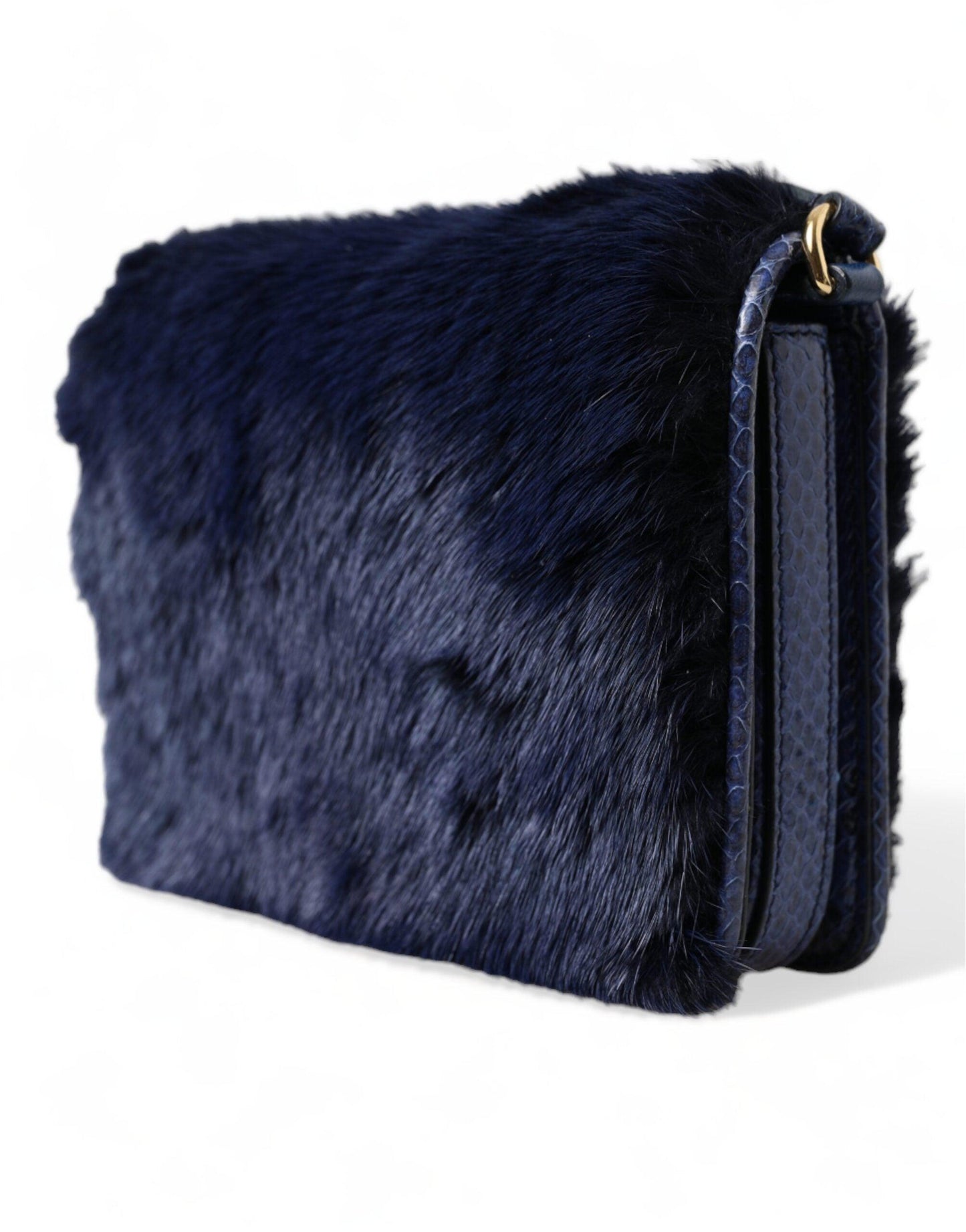 Sac à bandoulière en fourrure de vison bleu exquis de Dolce & Gabbana