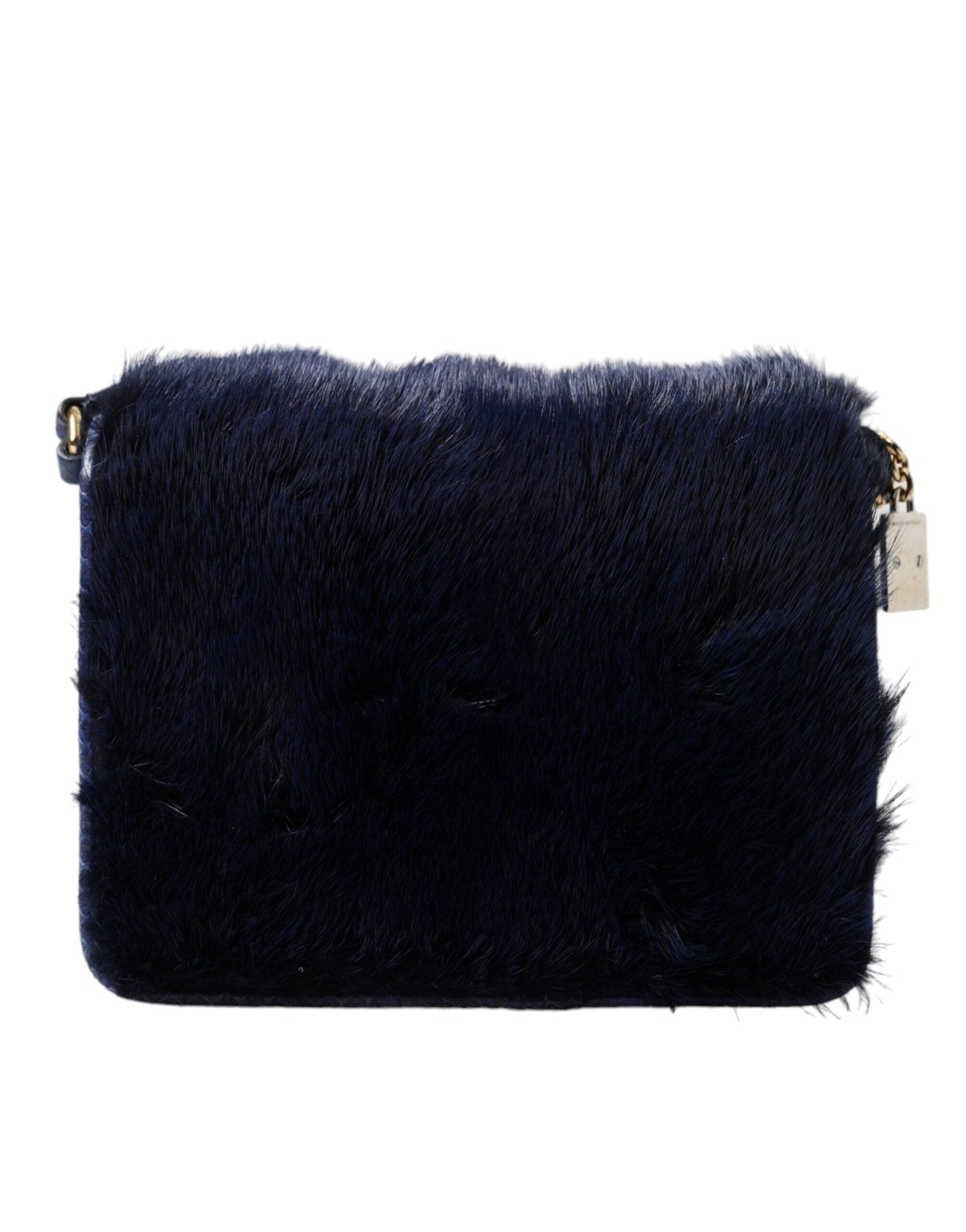 Sac à bandoulière en fourrure de vison bleu exquis de Dolce & Gabbana