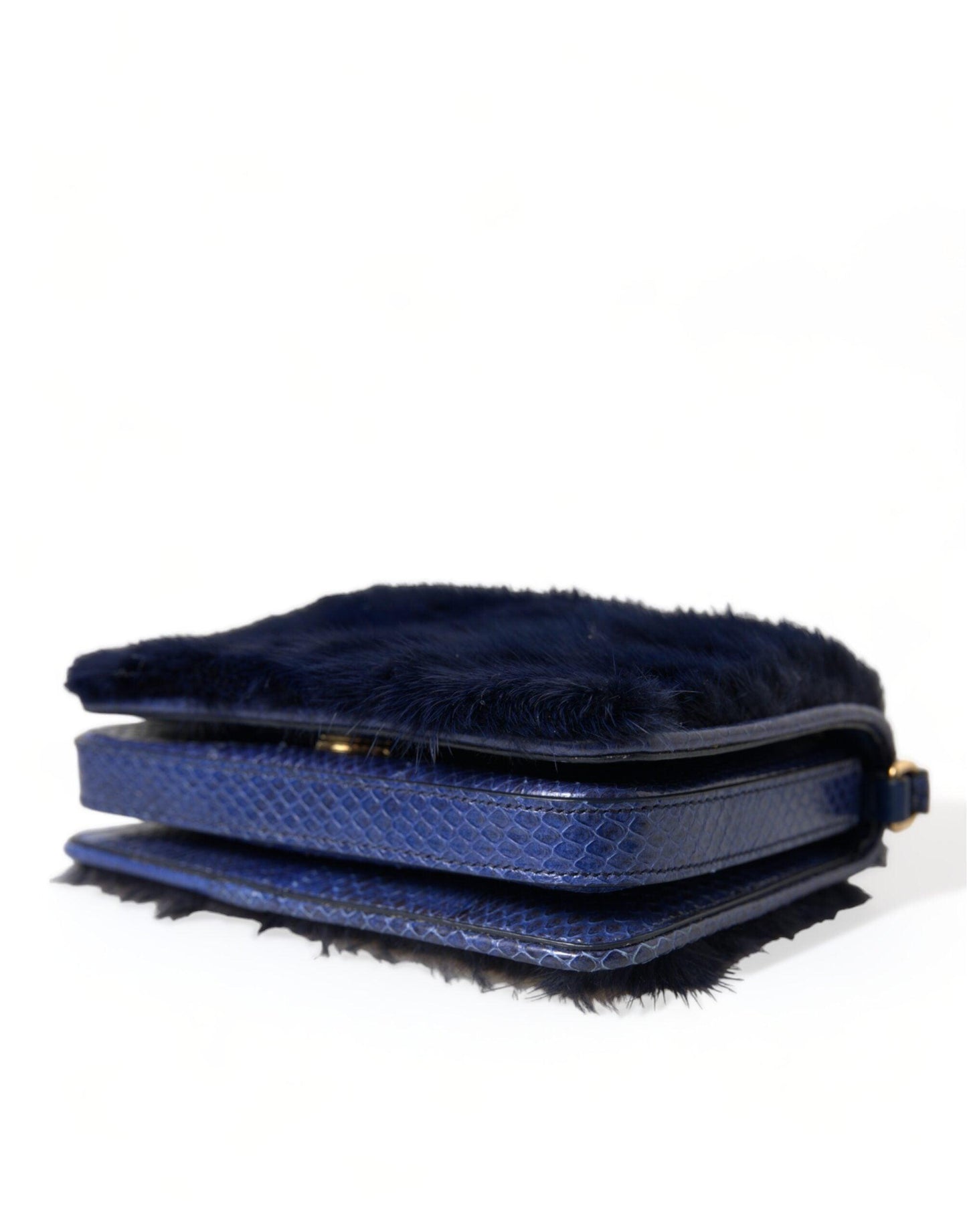 Sac à bandoulière en fourrure de vison bleu exquis de Dolce & Gabbana