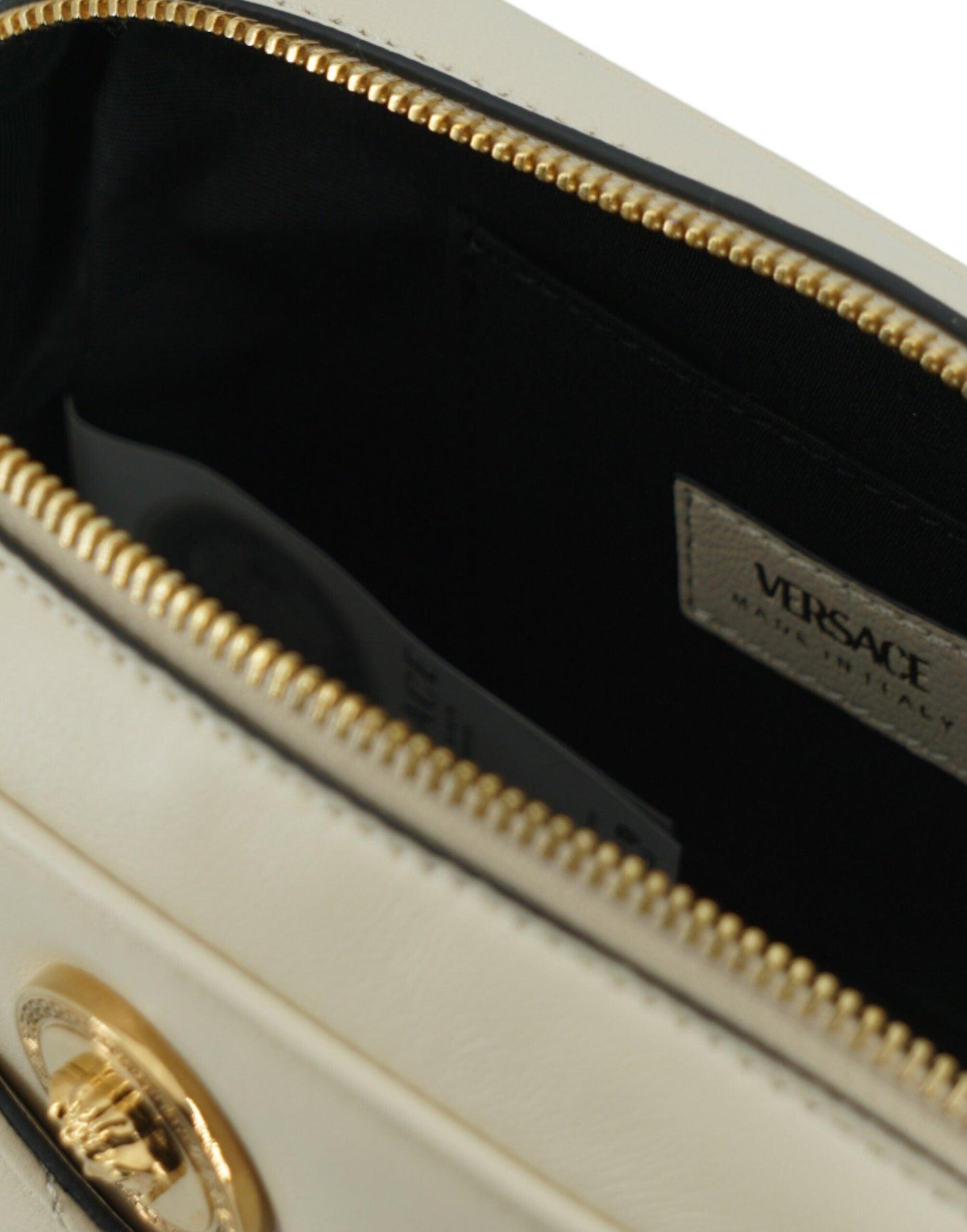 Sac pour appareil photo Versace en cuir d'agneau blanc élégant