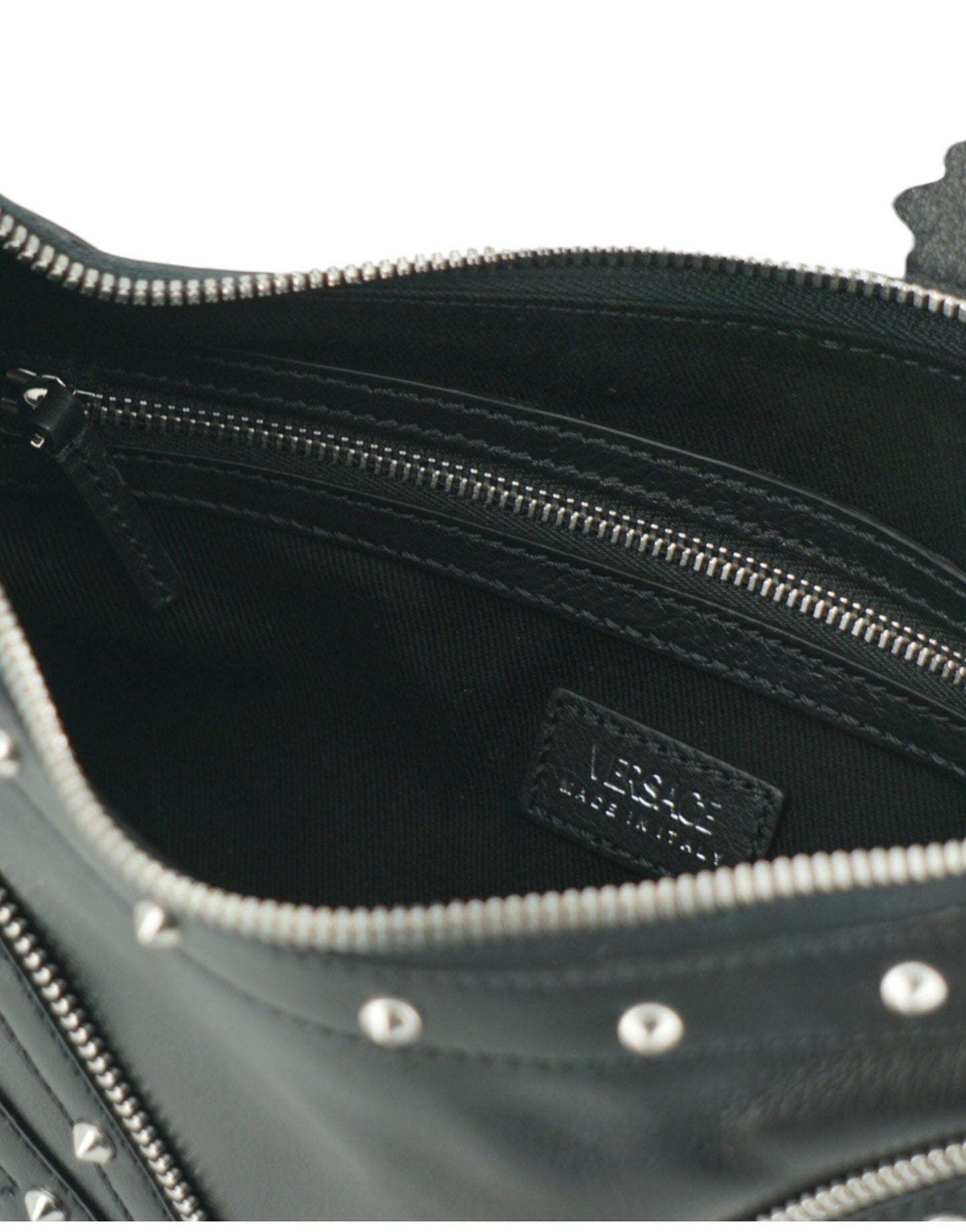 Sac à bandoulière Hobo élégant en cuir noir Versace