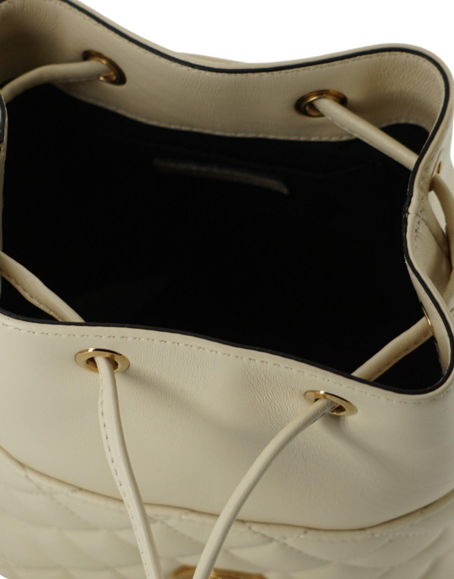 Sac seau élégant en cuir blanc de petite taille Versace