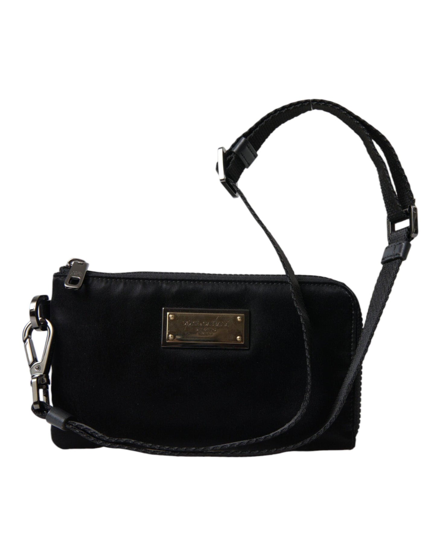 Pochette en nylon et cuir noir de luxe Dolce & Gabbana