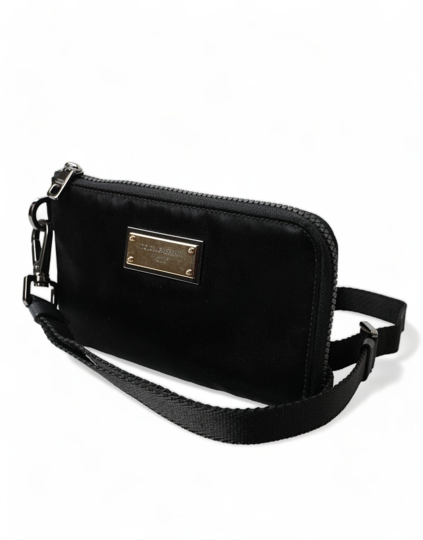 Pochette en nylon et cuir noir de luxe Dolce & Gabbana