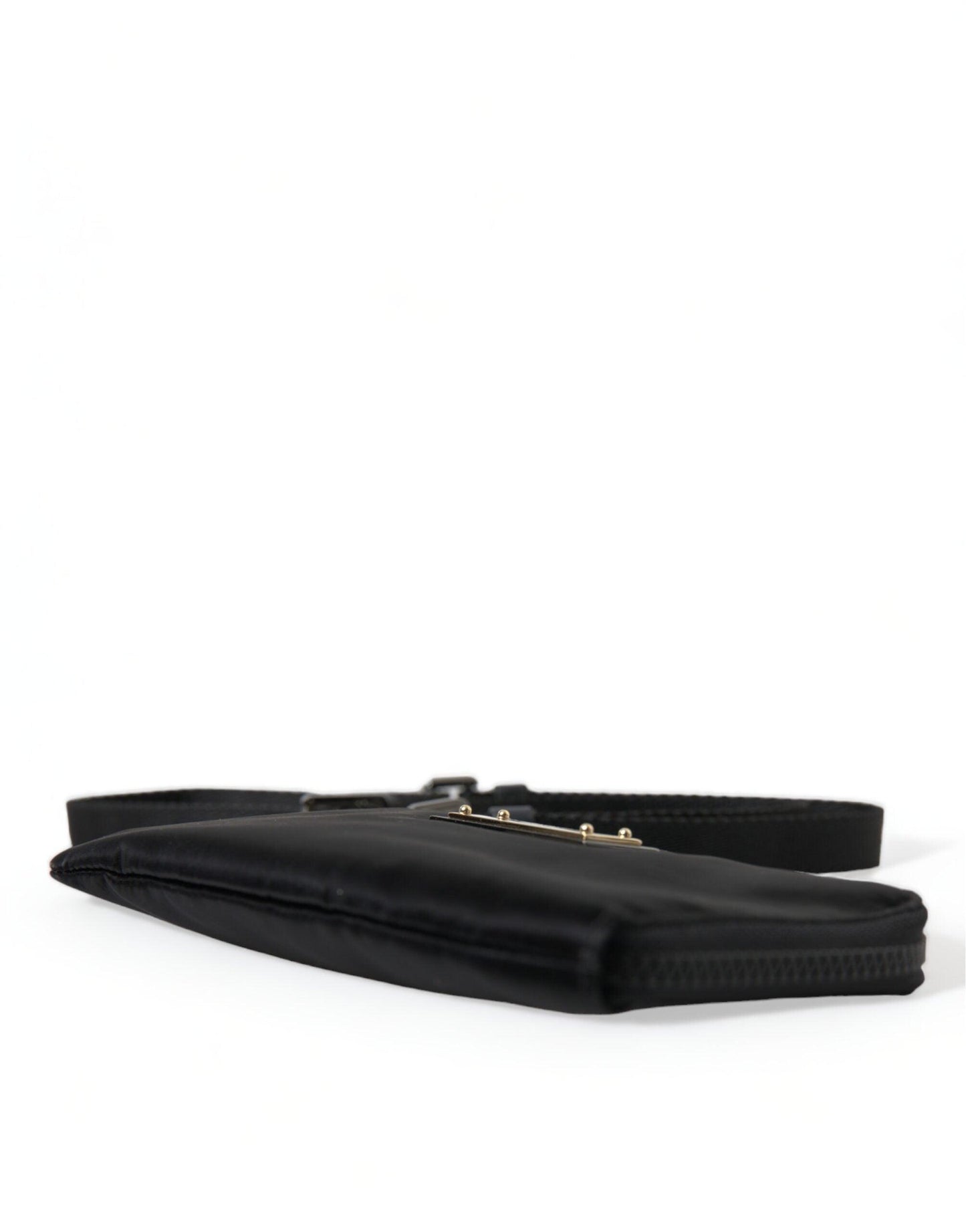 Pochette en nylon et cuir noir de luxe Dolce & Gabbana