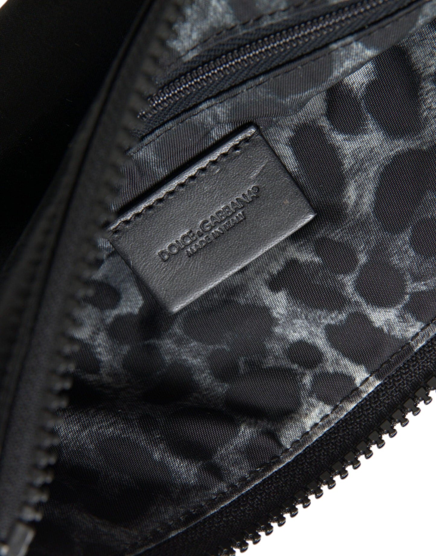 Pochette en nylon et cuir noir de luxe Dolce & Gabbana