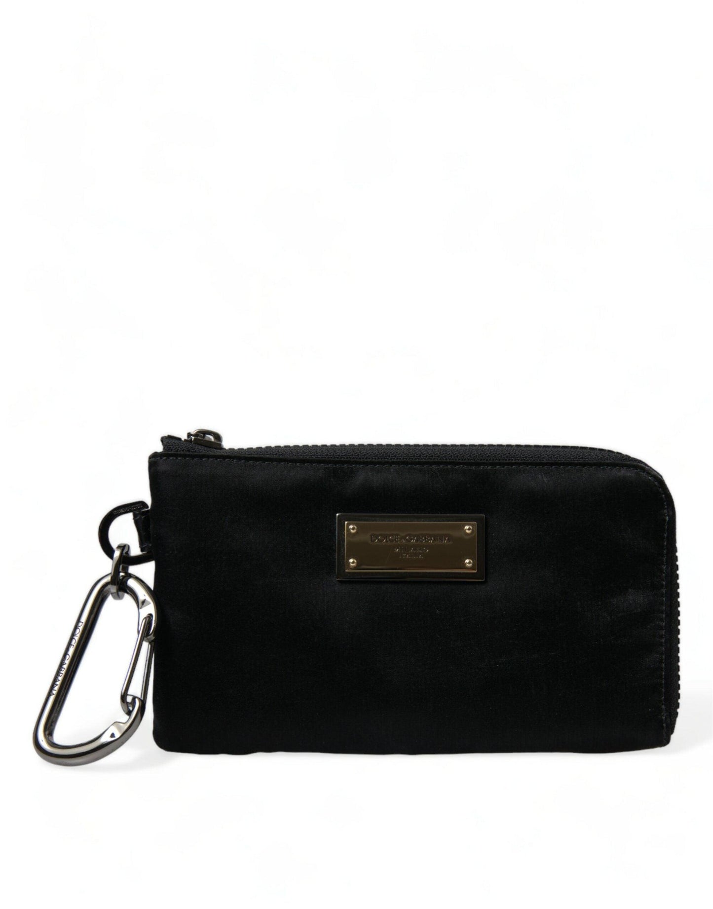 Pochette en nylon et cuir noir Dolce & Gabbana Elite avec logo Elegance