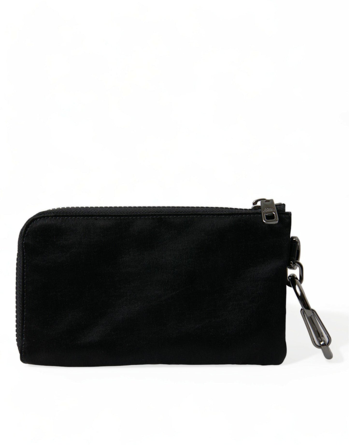Pochette en nylon et cuir noir Dolce & Gabbana Elite avec logo Elegance